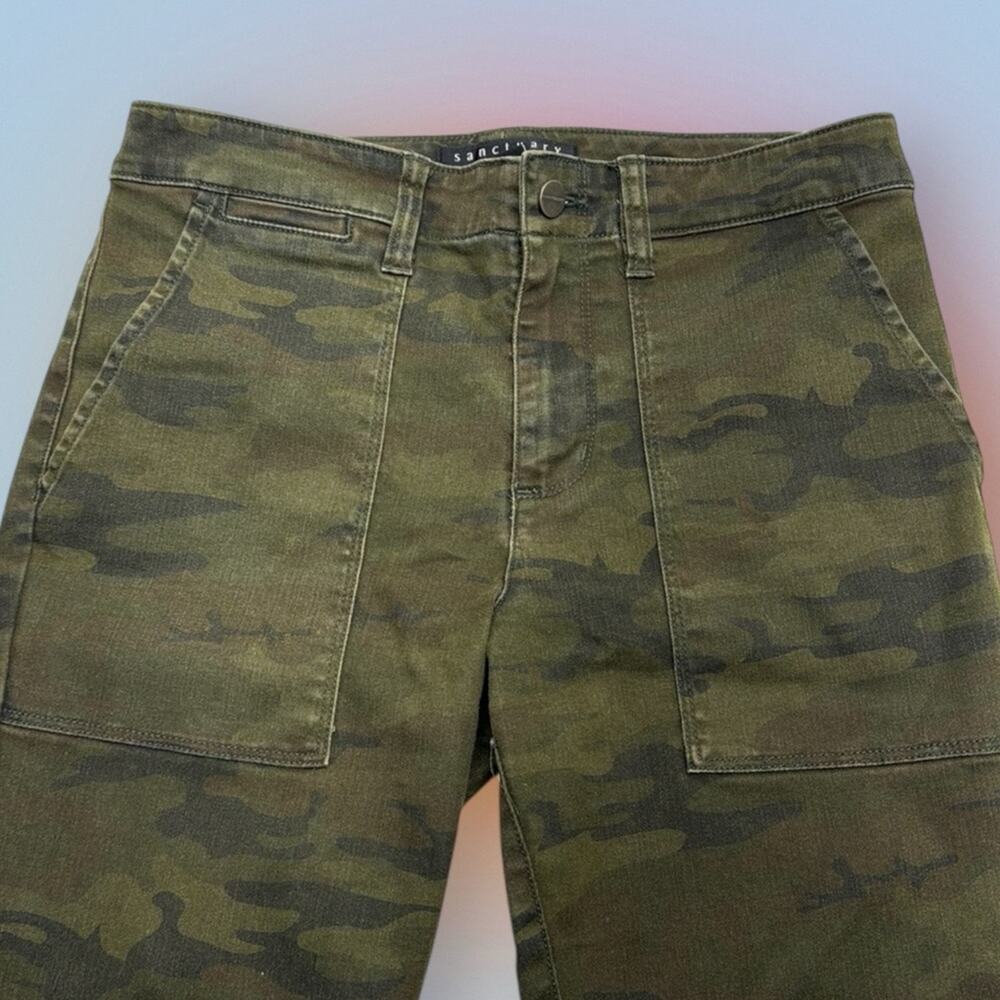SANCTUARY Women’s 27 Green Camouflage Skinny Ankle Jeans